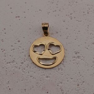 14k Solid Yellow Gold Emoji Love Pendant | Emoji Love charm | Birthday Gift |